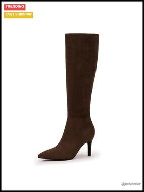 Knee High Pointed Toe Stiletto Heel Tall Boots PU Leather Women's